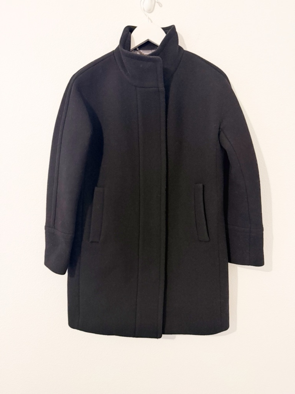 J.Crew Stadium Cloth Nello Gori Wool Cocoon Coat Black Size 4P Petite